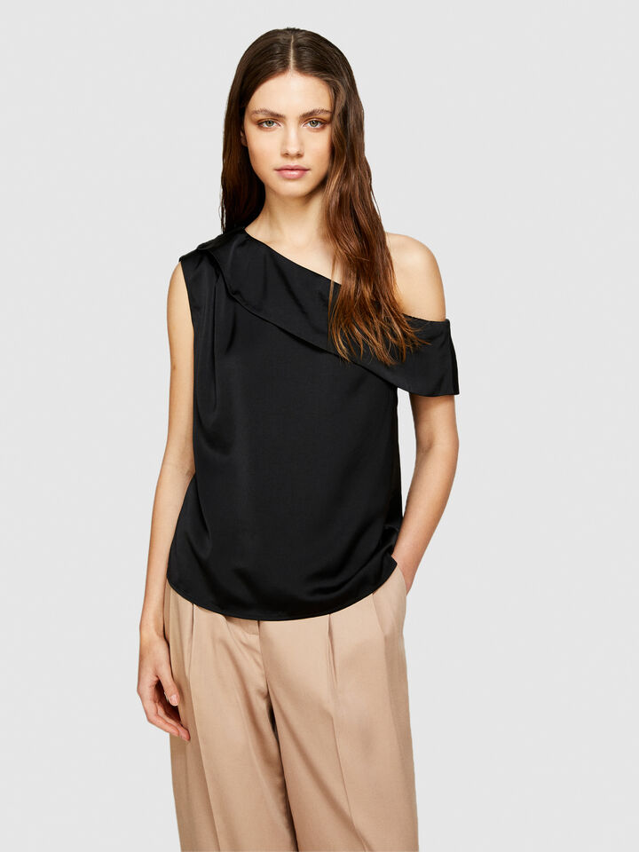 Single-shoulder top - women's tops - Black | Sisley image number 4
